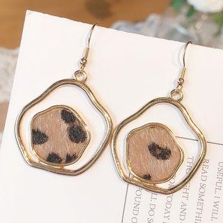 Leopard Print Geometric Drop Earring / Clip-on Earring