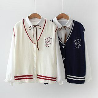 Set: Bear Knit Vest + Shirt