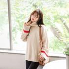 Turtle-neck Contrast-trim Rib-knit Top