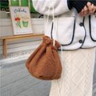 Faux Shearling Drawstring Bucket Bag