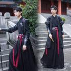 Traditional Chinese Dragon Embroidered Jacket / Wrap Top / Maxi Skirt / Wrist Cuff / Set