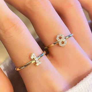 Rhinestone Number Open Ring