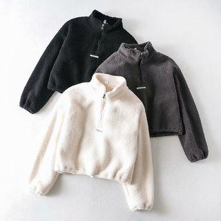 Mock-neck Faux Shearling Sweatshirt
