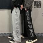 Bear Print Side Wide Leg Pants