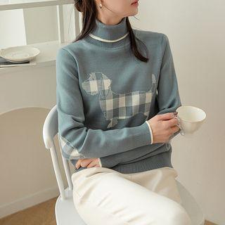 Turtleneck Puppy Knit Top