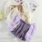 Puff-sleeve Cropped Crinkle Blouse