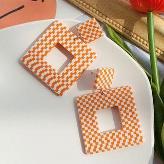 Check Square Acrylic Dangle Earring