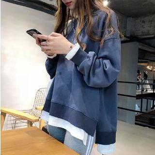Mock Two-piece Crew-neck Sweatshirt