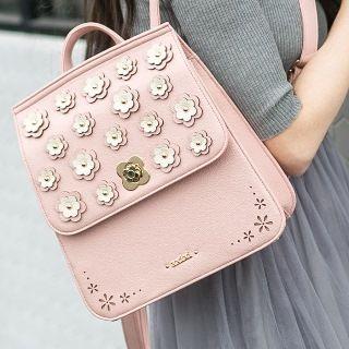 Faux-leather Applique Cutout Backpack