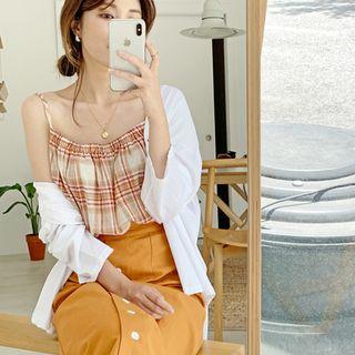 Plaid Camisole Top Orange - One Size