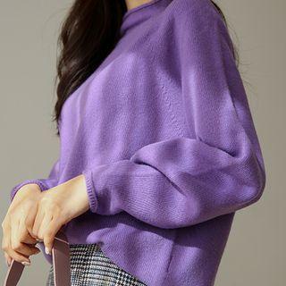 Button-back Textured Sweater