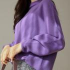 Button-back Textured Sweater