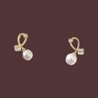 Rhinestone Faux Pearl Alloy Earring 1 Pair - White - One Size