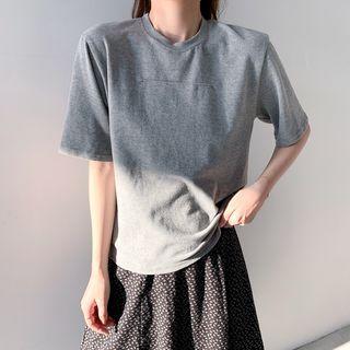 Crewneck Plain Short-sleeve Top