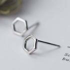 S925 Silver Hexagon Stud Earrings