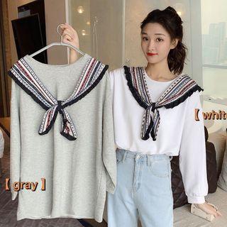 Print Shawl Collar Pullover
