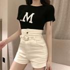 Short-sleeve Letter Print T-shirt / High-waist Shorts