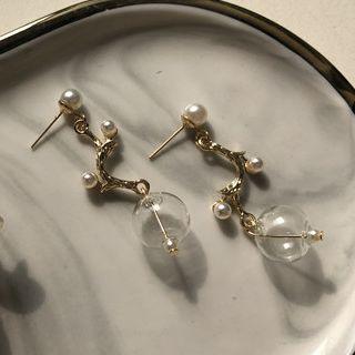 Faux Pearl Glass Ball Dangle Earring