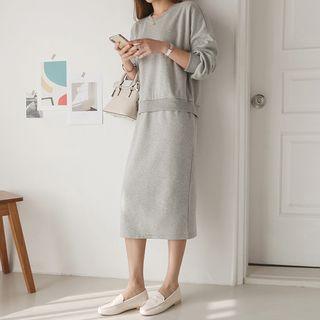 Mock Tow-piece Pullover Dress