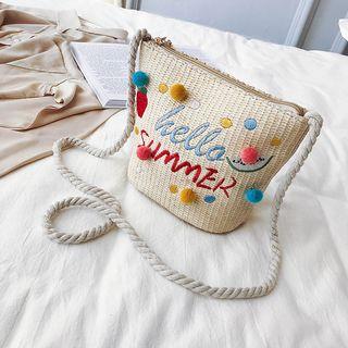 Embroidered Woven Crossbody Bag