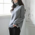 Turtleneck Ringer Wool Blend Sweater