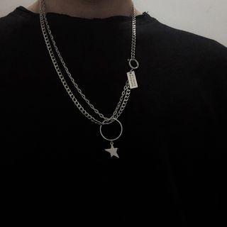 Star Pendant Double-layer Chain Necklace As Shown In Figure - One Size