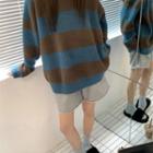 Striped Sweater Striped - Blue & Coffee - One Size