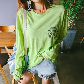 Fray-hem Lettering Summer Pullover