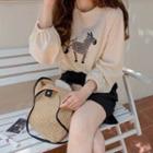 Raglan Sleeve Zebra Patterned T-shirt