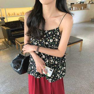 Spaghetti Strap Floral Printed Chiffon Tank Top