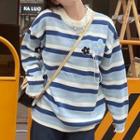Long-sleeve Floral Striped Sweater
