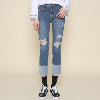 Contrast-cuff Cropped Jeans