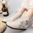 Flower Embroidered Hidden-wedge Hanfu Short Boots