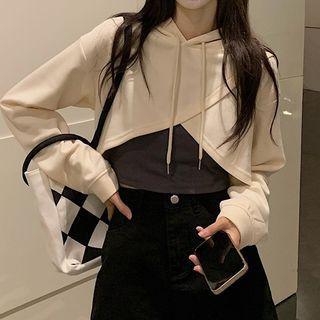Set: Asymmetrical Cropped Hoodie + Camisole Top