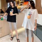 Elbow-sleeve Sequined Oversize T-shirt