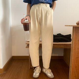 Cropped Adjustable Hem Wide-leg Pants
