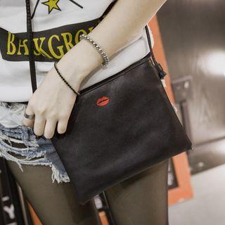 Lips Embroidered Shoulder Bag