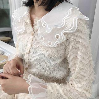Layered Collar Fringed Midi A-line Dress