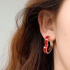 Glaze Heart Earring 1 Pair - Earrings - Love Heart - Glaze - Red - One Size