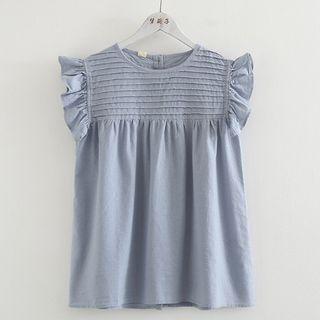 Plain Frill Trim Sleeveless Top