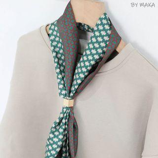 Print Light Scarf White Print - Green - One Size