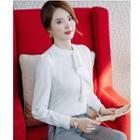 Ruffle-trim Blouse / Dress Pants / Mini Pencil Skirt / Set