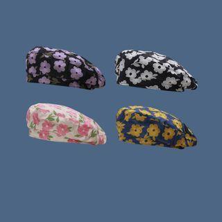 Flower Embroidered Flat Cap