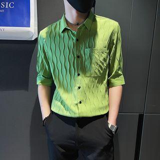 Elbow-sleeve Embossed Shirt