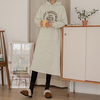 Letter Kangaroo Long Hoodie Dress