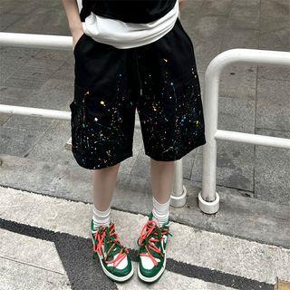 Splatter Print Loose Fit Shorts