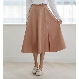 Band-waist Stitched Midi Skirt