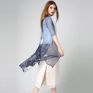 Embroidery Silk Long Top