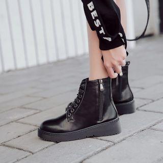 Faux Leather Platform Short Boots