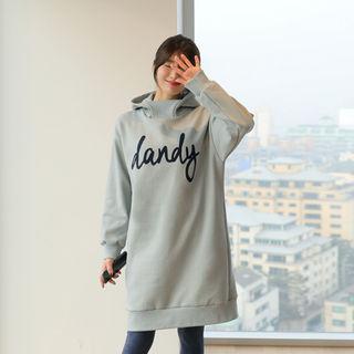 Brushed-fleece Lined Letter Hoodie Dress